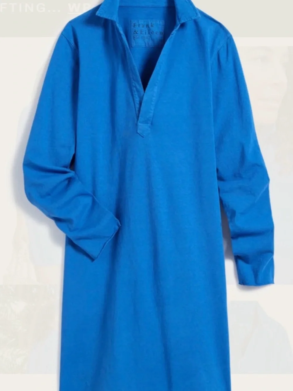 Frank & Eileen Nicole royal blue Henley popover dress Size Large 100% cotton - Picture 2 of 12